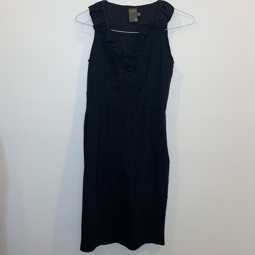 Taylor | black sleeveless dress with ruffles